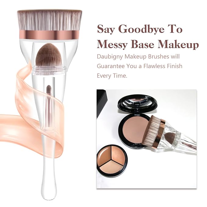 Makeup Brushes, Daubigny Perfect 3IN1 Makeup Brush for Face Blush Liquid Powder Foundation Brush for Blending Liquid, Cream or Flawless Powder Cosmetics with Great Gift Case-GlimoraGlow