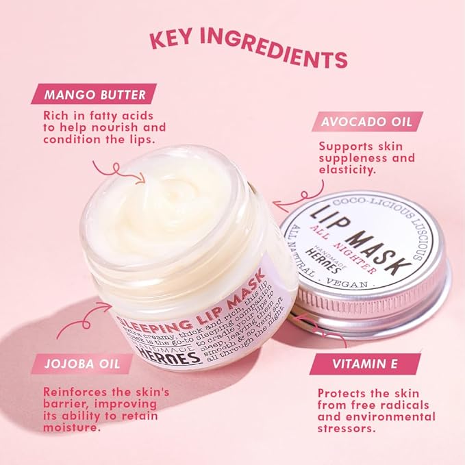 100% Natural Lip Butter Sleeping Lip Mask, Overnight Lip Moisturizer and Conditioner for Dry Lips. Intensive Lip Balm and Lip Therapy Skin Care with Mango butter (Original All Nighter)-GlimoraGlow