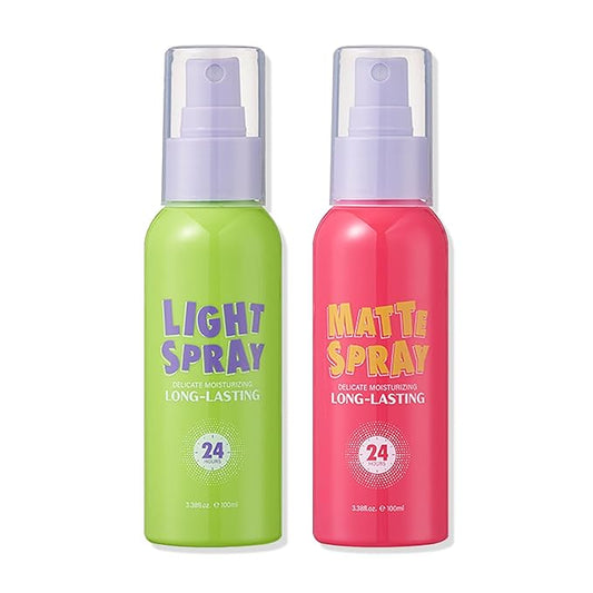 2PCS Makeup Setting Spray for Face,Waterproof Setting Spray for Makeup,Long Lasting Oil Control Finishing Holding Face Mist,Refreshing Hydrating Glossy and Matte Fixing Facial Mist Make Up Set A2-GlimoraGlow