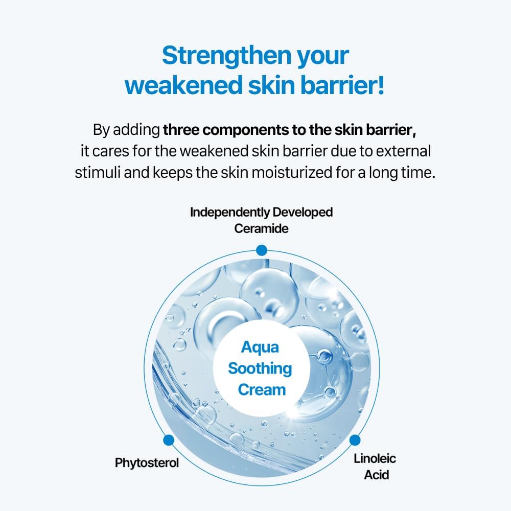 Real Barrier Aqua Soothing Cream 1.7 Fl.Oz. 50ml Hyaluronic Acid Facial Cream| Redness Relief Face Cream for Sensitive Skin | Face Moisturizer for Dry Skin| Calming Chamomile Extract| Korean Skincare-GlimoraGlow