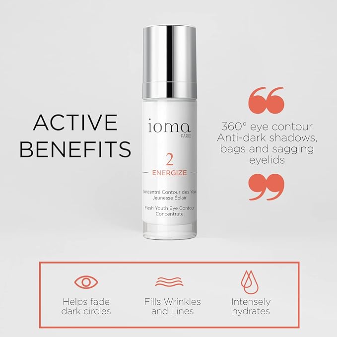 IOMA Paris - ENERGIZE Flash Youth Eye Contour Care - Eye Concentrate, Brightens Skin Tone and Erases Fine Lines, Eye Cream for Dark Circles & Puffiness, (30 ml)-GlimoraGlow