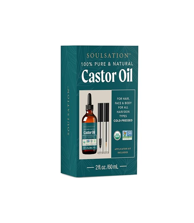 Organic Castor Oil for Eyelashes, Hair & Skin (2oz with Eyelash Kit) | 100% Pure, Natural Cold Pressed-GlimoraGlow