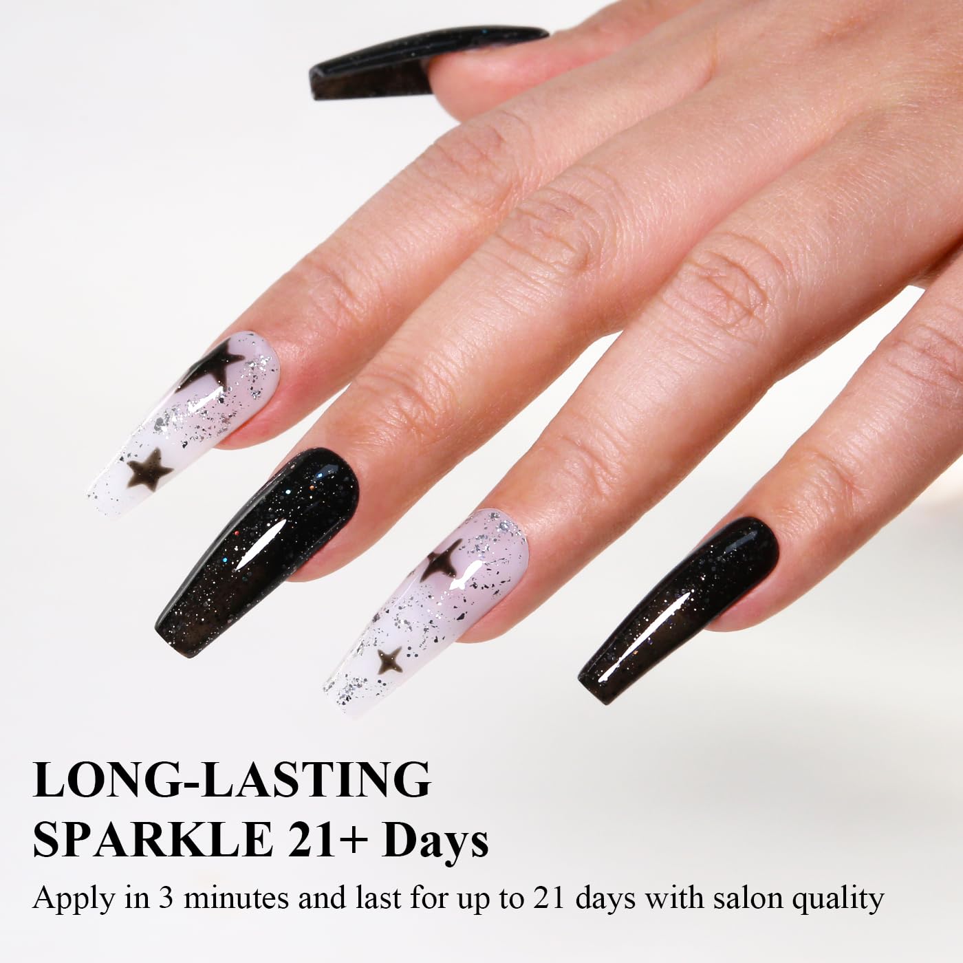 Imtiti Glitter Gel Nail Polish, Black Iridescent Glitter Gel Polish Diamond Shimmer Sparkle Soak Off UV LED Autumn Winter Manicure 10ML-GlimoraGlow