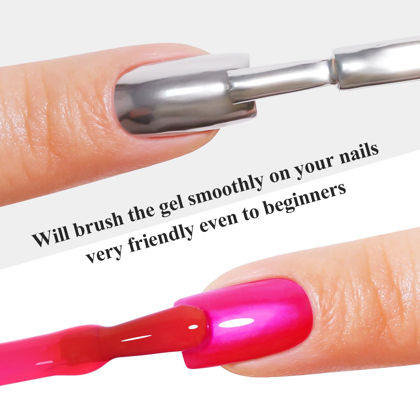 Imtiti Metallic Gel Nail Polish Set, 2 Pcs 10ml Chrome Mirror Shine gel polish & Hot Pink Jelly GEl POlish Soak Off UV LED Spring Summer Nail Art Manicure Salon DIY Design Kit-GlimoraGlow