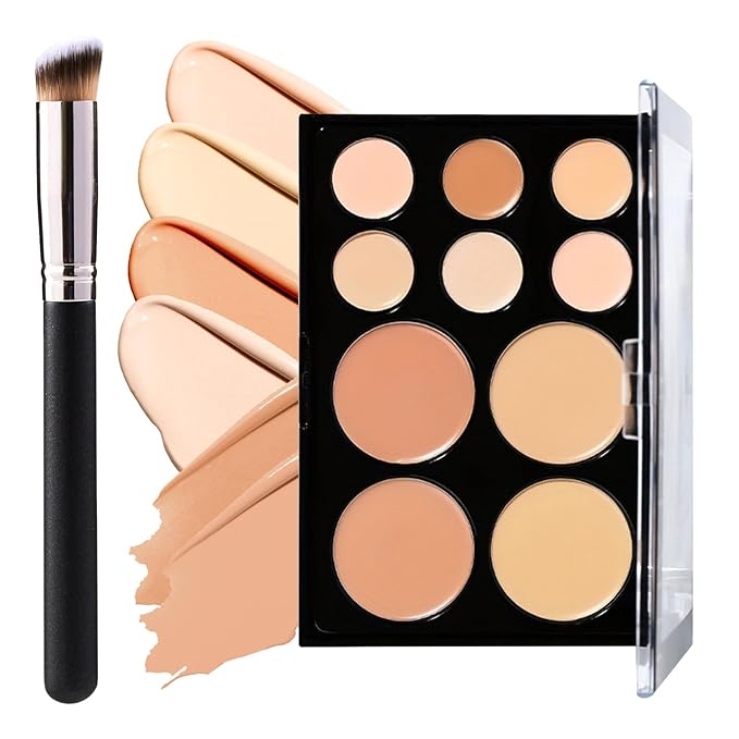 10 Colors Correcting Concealer Palette,Colors Corrector Palette,Moisturizing Full Coverage Liquid Foundation Cream Contour Makeup Palette with Brush-GlimoraGlow