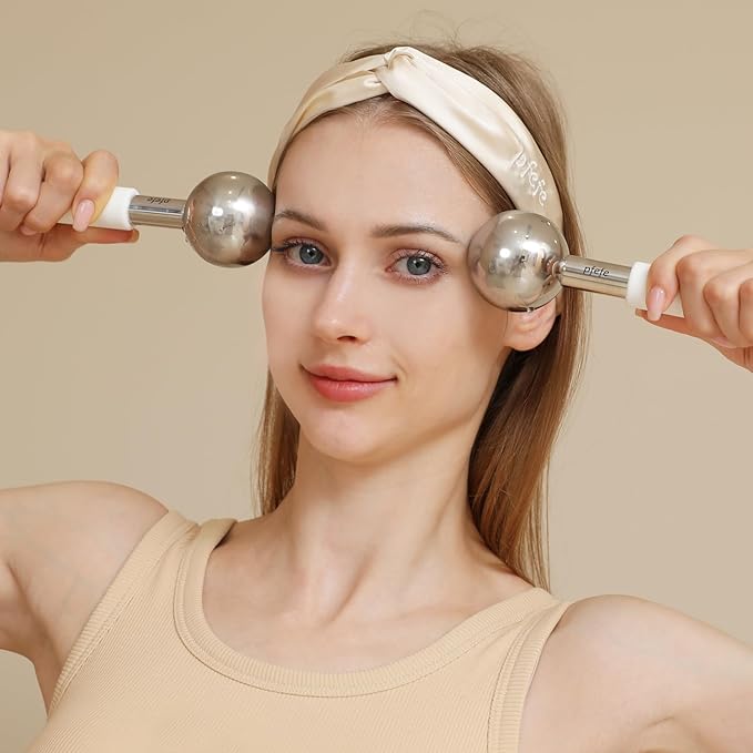 Ice Globes for Face & Eyes, Unbreakable Stainless Steel Cryo Sticks for Beauty Routines, Facials Cold Roller Cooling Globes for Puffiness, Wrinkles, Dark Circles, Headaches-GlimoraGlow