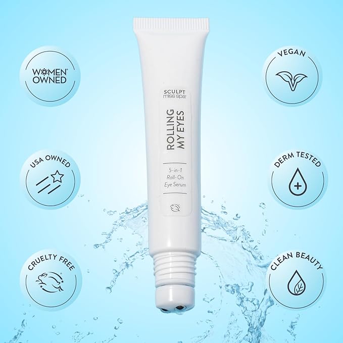 Miss Spa Eye Serum 5-in-1 Roll On Under Eye Cream, Helps De-puff and Brighten Under and Around Eyes, Anti-Aging Under Eye Roller Helps with Fine Lines and Dark Circles, Vitamin B3, Eye Bag Remover-GlimoraGlow