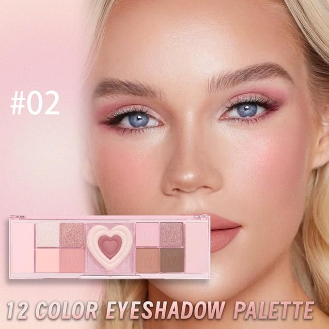 12 Colors Nude Natural Pink Matte Shimmer Eyeshadow Palette for Eye Makeup,High Pigmented Brown Eye Shadow Primers Powder Palet de sombras de ojos-GlimoraGlow