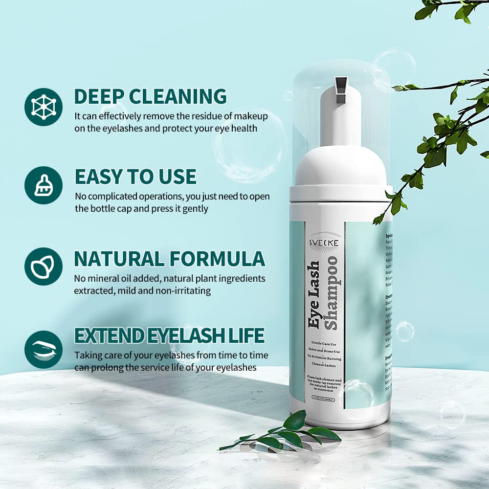 Eyelash Shampoo for Lash Extensions Kit, Prolong Lash Cleanser with Brush, Safe Eyelid Cleaner for Salon Home Use 2 fl.oz-GlimoraGlow