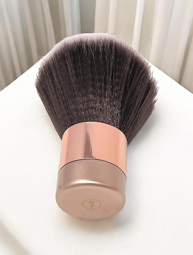Luxurious and Large Soft Fluffy Powder Brush, Use as a Spray Tan Finishing Tool, Multipurpose Face and Body Barber and Beauty Tool, Large Kabuki Brush by BevyGold (Rosegold)-GlimoraGlow
