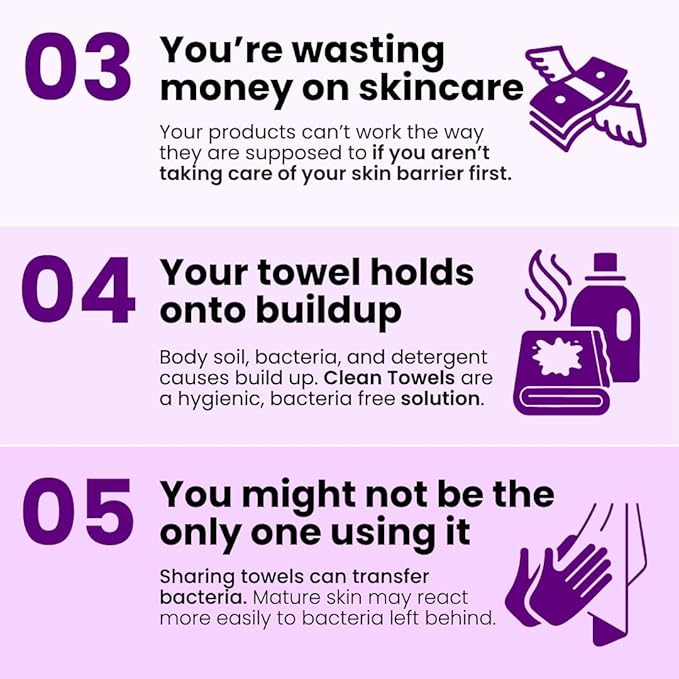 Clean Skin Club Clean Towels XL Healthy Aging™, Smooths Fine Lines Wrinkles & Texture In 6 Weeks, Treated for Extra Softness, Disposable Face Towels, Anti Aging Makeup Remover Dry Wipe (50 Ct, 1 Pack)-GlimoraGlow