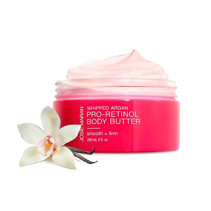 Josie Maran Whipped Argan Pro-Retinol Body Butter - Ultra-Hydrating Retinol Body Cream with Air-Whipped 100% Pure Argan Oil - Smooth, Soothe & Improve the Look of Fine Lines - Vanilla Bean (8 Oz)-GlimoraGlow