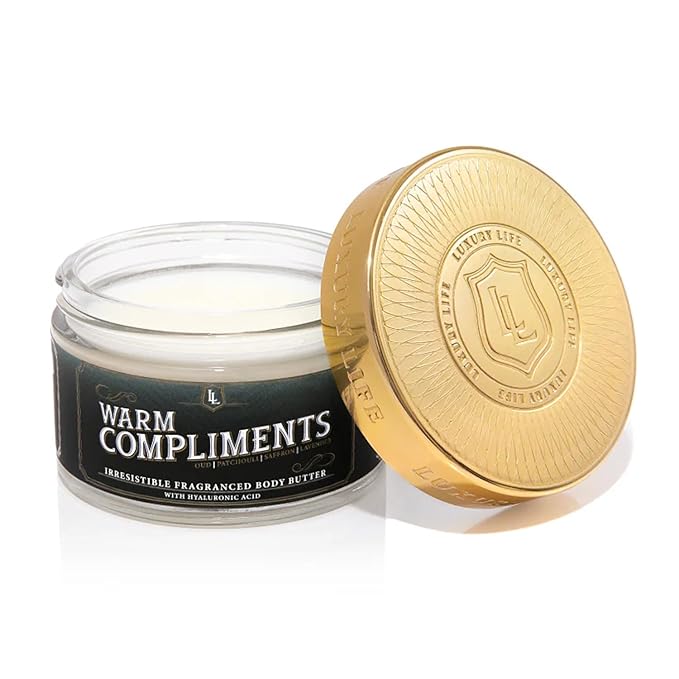 LUXURY LIFE Bed Butter - Scented, Luxurious Body Butter With All-Natural Hyaluronic Acid For Soft, Glowing, Hydrated Skin - For Men & Women - For All Skin Types - Warm Compliments Scent, 5 oz-GlimoraGlow