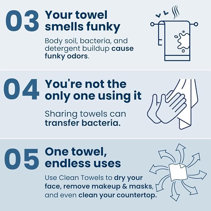 Clean Skin Club Clean Towels XL, USDA Certified 100‪%‬ Biobased Dermatologist Approved Disposable Face Towelette, Facial Washcloth, Makeup Remover Dry Wipes, Ultra Soft, 150 count, 3 pack-GlimoraGlow