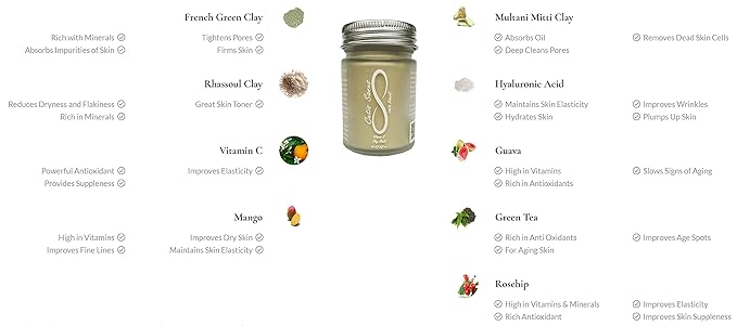 100% Natural Vitamin C Clay Exfoliating Face Mask 60g All Clay & No Water …-GlimoraGlow