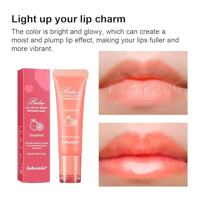 Hydrating Lip Butter Balm for a Glossy Finish and Lip Glow - Lip Glowy Balm with Summer-worthy Fragrance | Vegan Lip Care (#3-Grapefruit)-GlimoraGlow