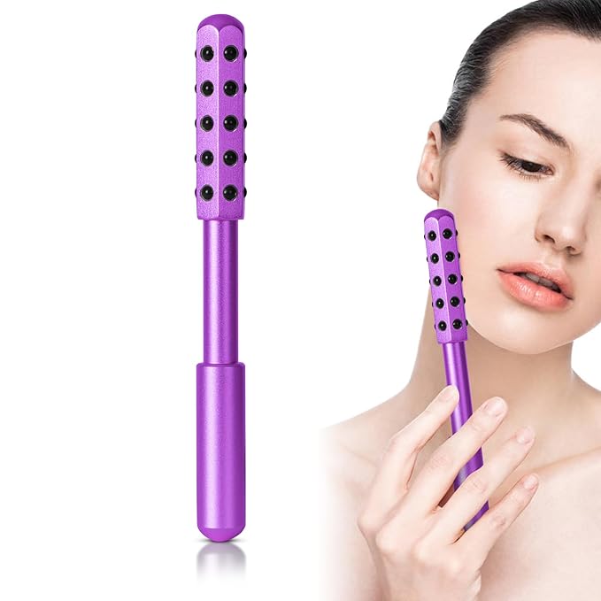 Up Lifting Massaging Beauty Roller Radiance Roller 30 Germanium Stone Face Roller for Uplift and Skin Care,Uplifting Face Massager (Purple)-GlimoraGlow