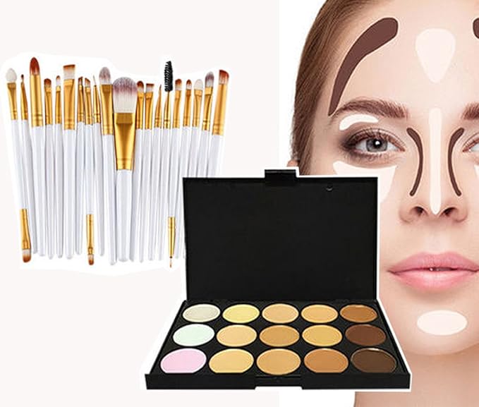 20pc White Eye And 15pc Contour Pallet Eye Makeup Brush Set-GlimoraGlow