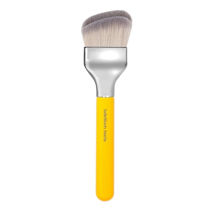 Bdellium Tools Professional Makeup Brush - Studio Series 971 Large Slanted Double Dome Blender - With Soft Synthetic Fibers, For Quick & Easy Application and Blending (Yellow, 1pc)-GlimoraGlow