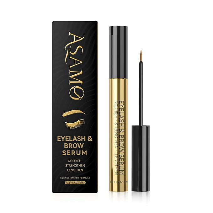 Eyelash & Eyebrow Growth Serum – 15 Plant Extracts for Longer, Denser & Fuller Lashes & Brows, Boosts Natural Hair Development,eyelash serum,Hypoallergenic Oil-Free,lash growth serum (Glossy Black)-GlimoraGlow
