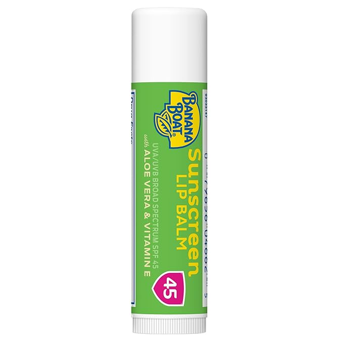 Banana Boat Sunscreen Lip Balm SPF 45 with Aloe Vera & Vitamin E, 0.15oz | Lip SPF, Aloe Vera Lip Balm with SPF, Vitamin E Lip Balm, Moisturizing Lip Balm, Lip Sunblock, Travel Sunscreen, 0.15oz-GlimoraGlow