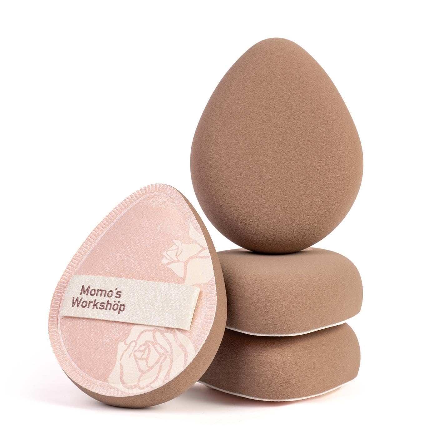 Makeup Sponge, Rubycell, Egg Shape, Foundation Sponges with Glossy PU Leather, for Liquid/Sheer Foundations, Cosmetic Puff, Medium Bounce,Travel Friendly & Reusable,2pcs & Storage Case-GlimoraGlow