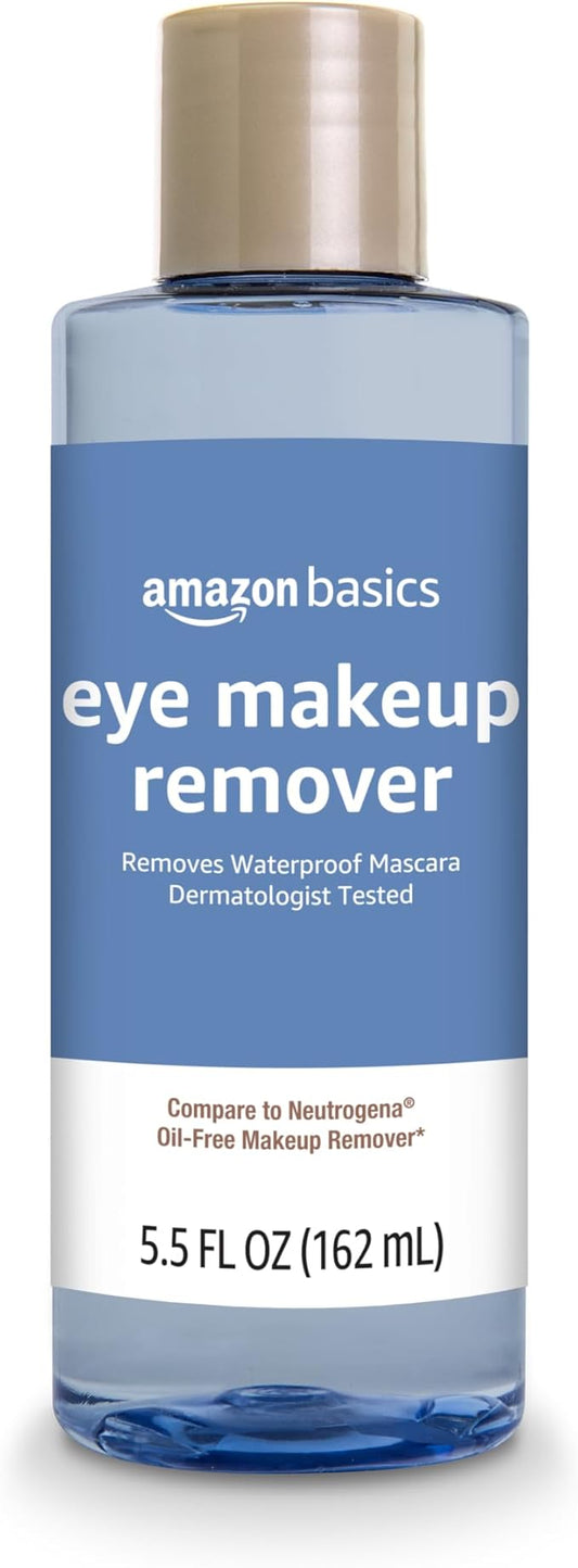 Amazon Brand - Solimo Eye Makeup Remover, Removes Waterproof Mascara, Dermatologist Tested, 5.5 Fluid Ounce-GlimoraGlow