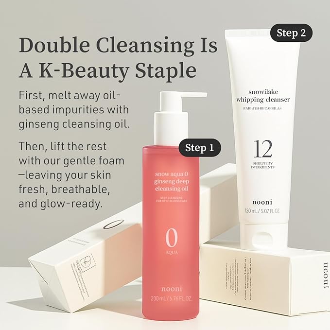 NOONI Facial Cleanser - Snow Aqua 0 Ginseng Deep Cleansing Oil | Makeup Blackhead Remover, Pore Care Control, Glass Skin, Helps Control Sebum, Revitalizing Care, 6.76 FL.Oz (200 ml)-GlimoraGlow