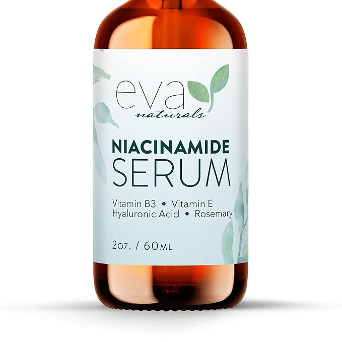 Eva Naturals Niacinamide 5% Serum for Face – B3 Pore Minimizer, Acne Treatment & Dark Spot Corrector with Hyaluronic Acid, Vitamin E, Aloe & Neem – Anti-Aging, Non-Greasy, Hydrating, 2oz-GlimoraGlow