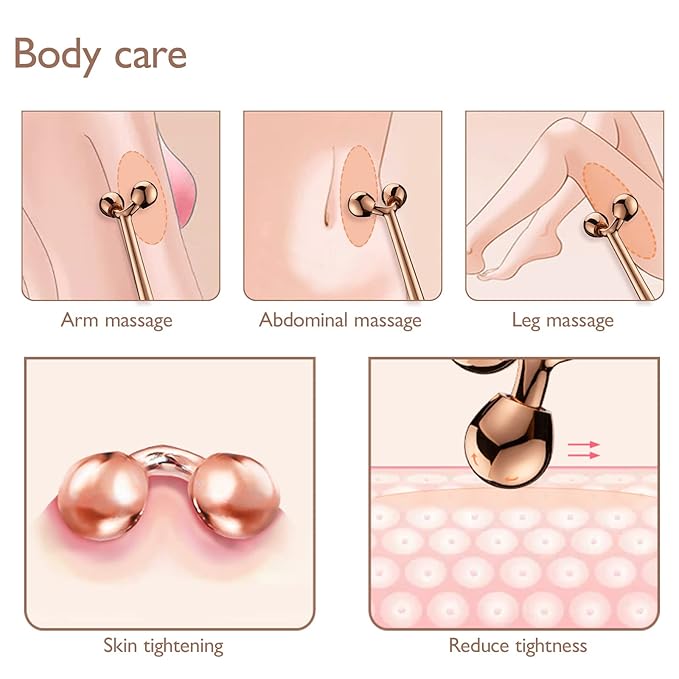 Tekson Face Roller, Facial Metal Massager, Massage Tool for face (Rose)-GlimoraGlow