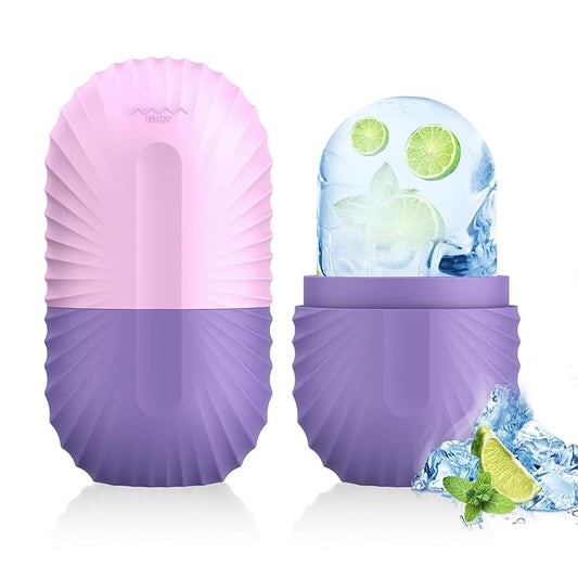Ice Roller for Face and Eye, Silicone Ice Facial Roller Ice Holder, Face Ice Mold Skin Care, Face Icers Reusable Ice Cube Roller for Shrink Pores Anti Wrinkle Reduce Puffiness, Purple-GlimoraGlow