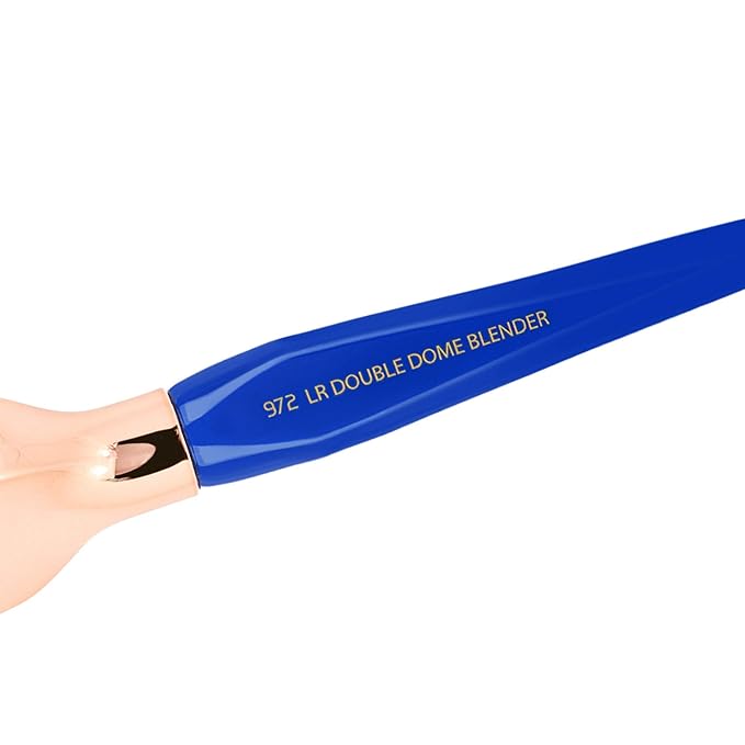 Bdellium Tools Professional Makeup Brush - Golden Triangle 971 Large Slanted Double Dome Blender - With All Vegan and Soft Synthetic Fibers, For Foundation Application & Blending (Blue, 1pc)-GlimoraGlow