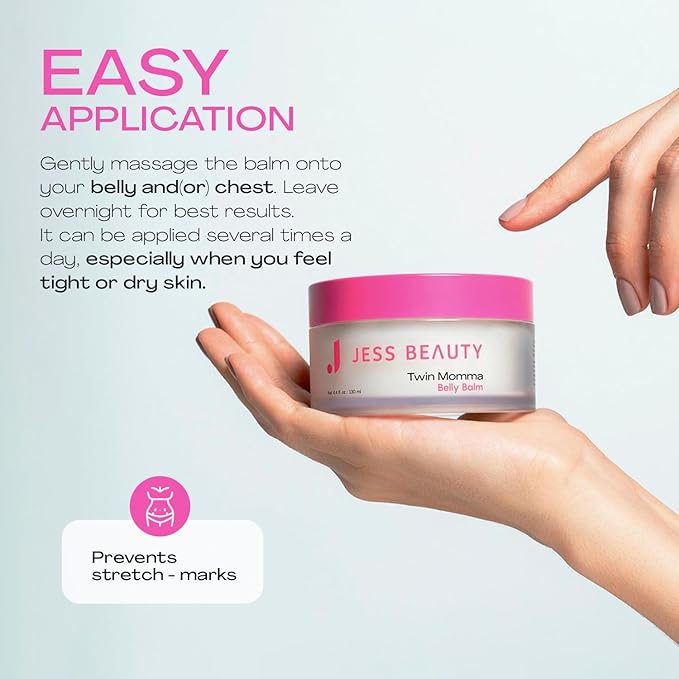 JESS BEAUTY | Twin Momma Belly Balm Lotion Coconut Oil & Avocado Oil | Skin Care Maternity Postpartum Essentials 4.4 fl oz-GlimoraGlow