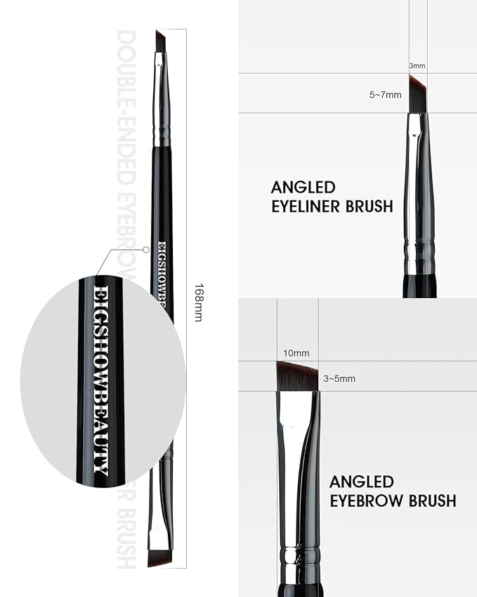 Eyebrow Brush & Eyeliner Brush, EigshowBeauty Double-Ended BrushesOne Brush For 2 Uses - Black (D104)-GlimoraGlow