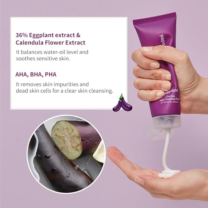 Papa Recipe Eggplant Moisturizing Cleansing Foam for Sensitive, Dehydrated, and Acne-Prone Skin-GlimoraGlow