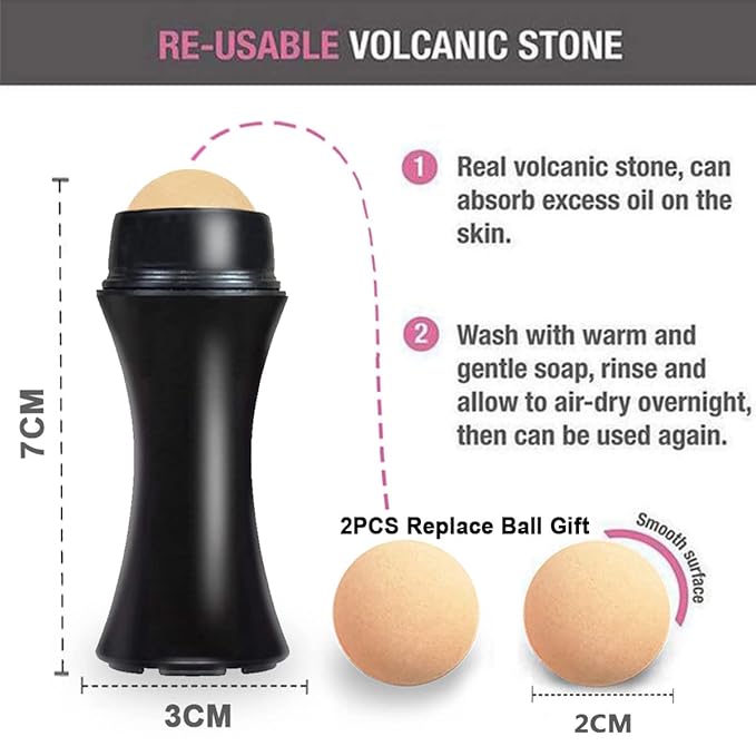 103 PCS Volcanic Roller Oily Skin Oil Control On The Go Volcanic Face Roller Oil Absorbing Volcanic Roller with Oil Blotting Sheet Paper for Oily Skin Care Oil Control Film Tissues(Type1)-GlimoraGlow