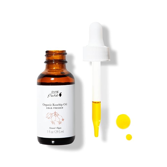 100% PURE Organic Rosehip Oil Moisturizer For Face, Body, Hair Hydrating Vitamins & Omega Fatty Acids Support Glowing, Plumped Up Youthful Skin - Natural Cold-Pressed Facial Radiance - Vegan - 1oz-GlimoraGlow