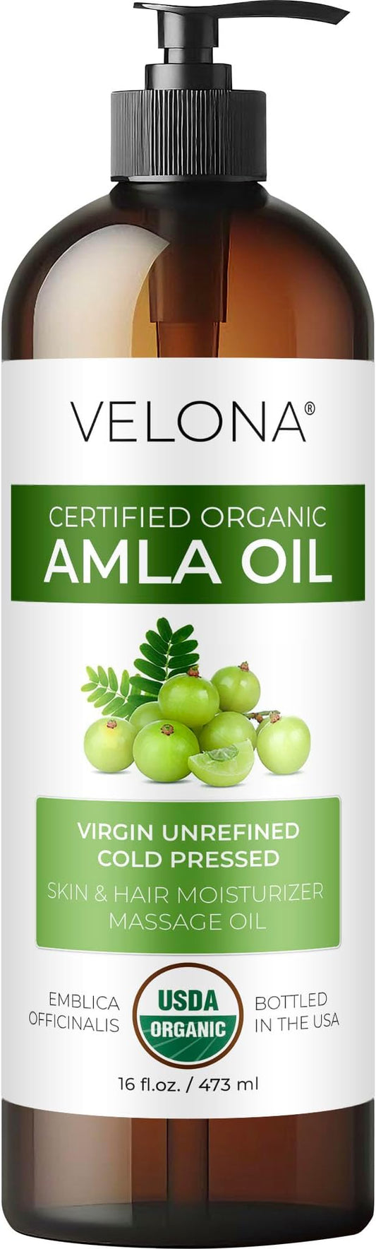 velona Amla Oil USDA Certified Organic - 16 Fl Oz | 100% Pure and Natural Carrier Oil | Extra Virgin, Unrefined, Cold Pressed-GlimoraGlow