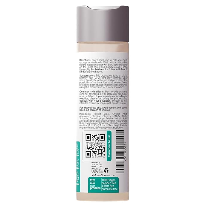 TOUCH Keratosis Pilaris Exfoliating Body Wash Cleanser - KP Body Wash with 15% Glycolic Acid, Aloe Vera, & Hyaluronic Acid - 8 Ounce-GlimoraGlow
