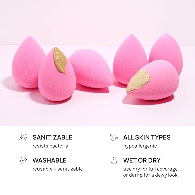 AOA Studio Collection makeup Sponge Set Latex Free and High-definition Set of 6 makeup Wonder blender For Powder Cream and Liquid, Super Soft Wonder Beauty Cosmetic-GlimoraGlow