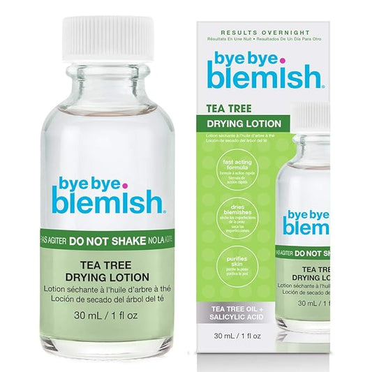 Bye Bye Blemish Tea Tree Drying Lotion, with Tea Tree Oil & Salicylic Acid, Fast-acting Formula, Dries Blemishes, Purifies Skin, 1 fl oz, 1-Pack-GlimoraGlow