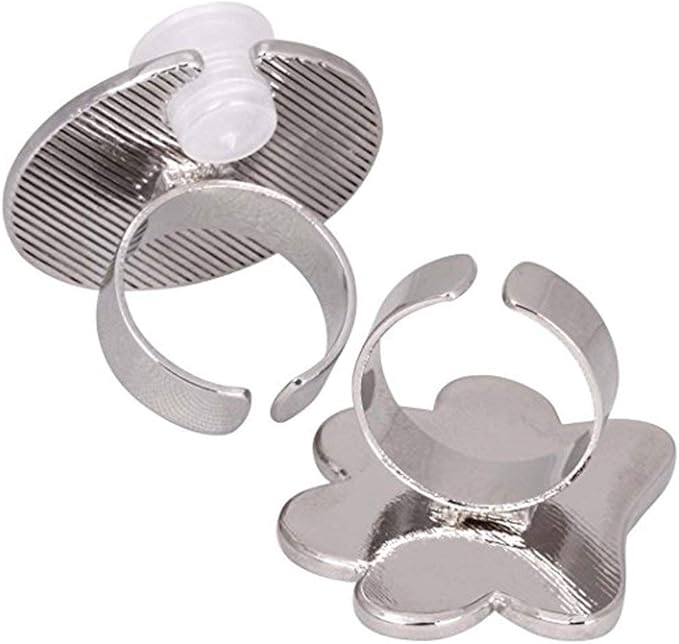 2 Pcs/Lot Mini Manicure Palette Wearable Metal Nail Art Polish Holder Paint Palette Finger Rings Nail Art Tools Palettes Palette Cups-GlimoraGlow