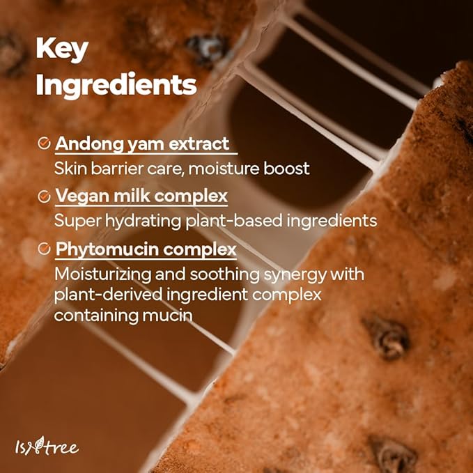 IsNtree Yam Root Vegan Milk Cleanser 220ml, 7.43 fl.oz | Korean Facial Cleanser for Sensitive Skin | Rich & Creamy Texture | Hydrating & Mild | Vegan & Cruelty-Free Skincare-GlimoraGlow