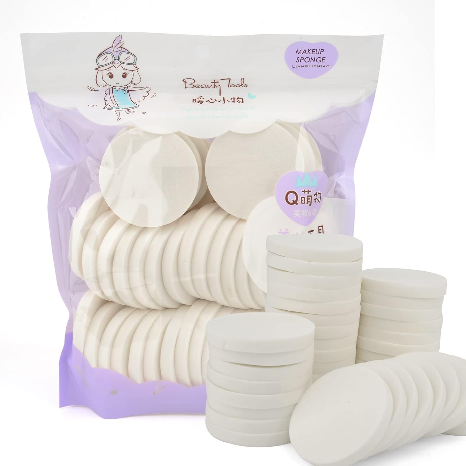 40 PCS Makeup Blenders Sponges Set, Use for Dry and Wet, Perfect for Full Face Curve Blending, Cream, Liquid, Powder Foundation Cosmetics, Latex Free & Soft & Flexible, Round-GlimoraGlow