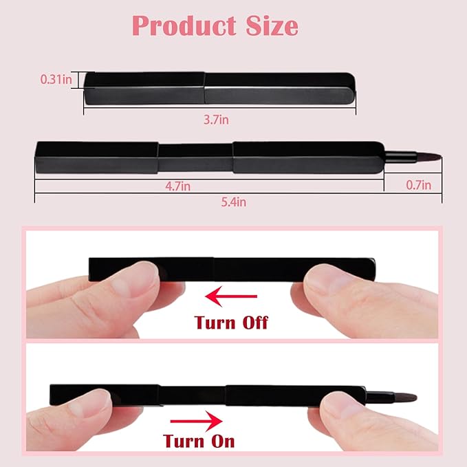 Lip Applicator Brush - 3 Pack Exquisite Professional Dustproof Retractable Lip Brush - Makeup Lipstick Lip Gloss Applicators (Black, Silver and Jewelry Red)-GlimoraGlow