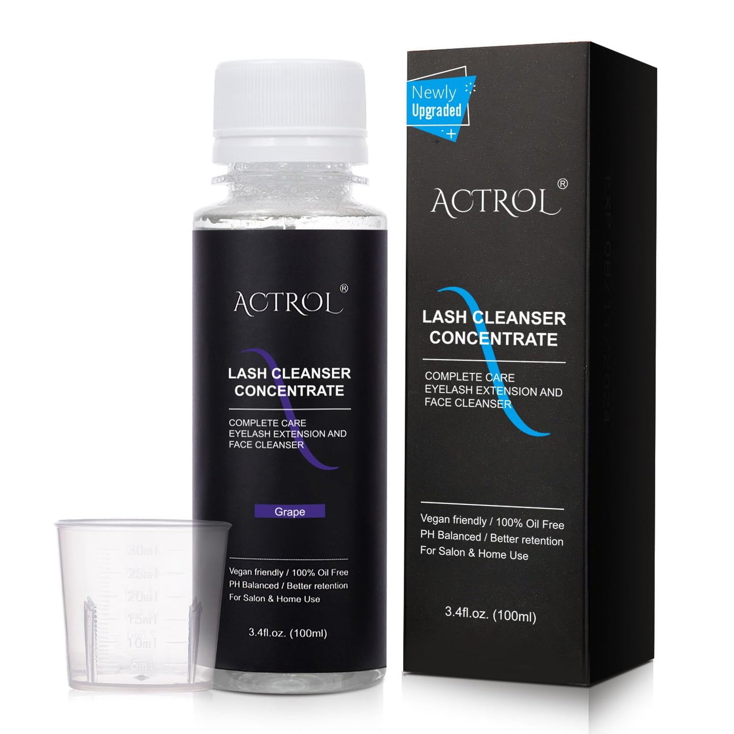 Eyelash Cleanser Concentrate 100ml Professional Lash Shampoo Foaming Cleanser Lash Wash Concentrate for Extensions Lashes with Salon Home Care-Makes 40 Bottles Grape-GlimoraGlow