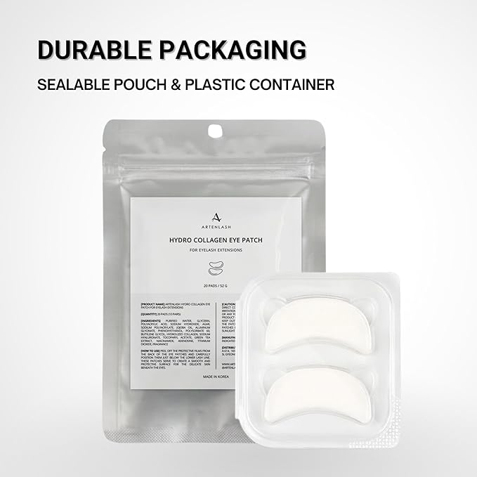 Hydro Collagen Gel Patch for Lash Extension, Under Eye Patch for Lash Lift, Lint Free, Made in Korea, 10 Pairs (20 Pads)-GlimoraGlow