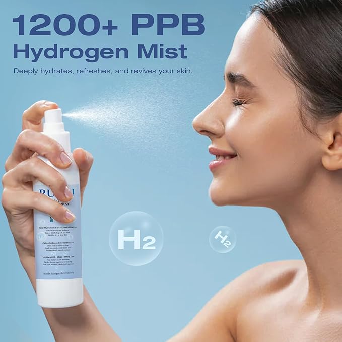 Hydrogen Face Mist Hydrating Spray,with Hydrogen Water Tablets, H2 Water Facial Spray for Deep Hydration,Anti-Aging Antioxidant Rejuvenation,Portable Design-GlimoraGlow