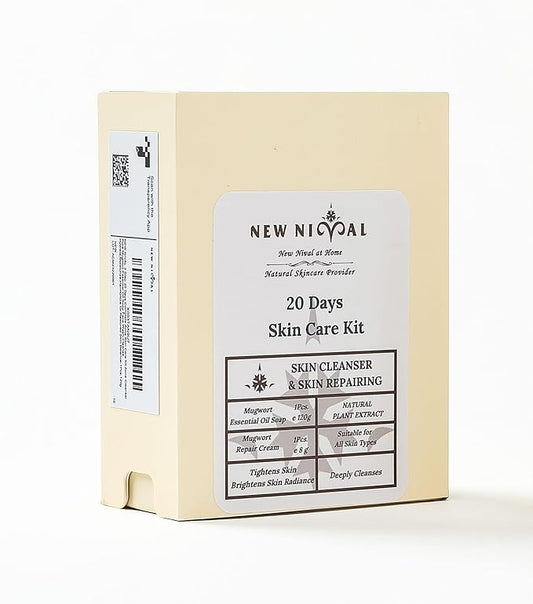 2 Step 20 Days Complete Acne Skin Care Kit.Acne Cleanser Pure Mugwort Essential Oil Soap Face Wash-Cleanse, Hydrate,Moisturize,Harmonize for Restored Skin Balance-1Pcs,120g-GlimoraGlow