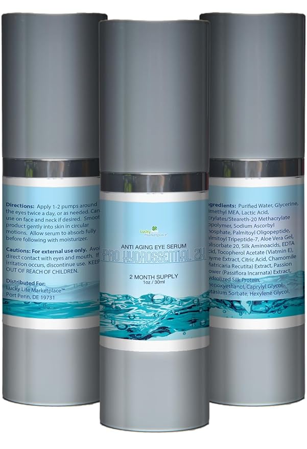 Pro Hydrossential 2x Serum - Anti Aging Eye Serum - Help Improve Dark Circles, Puffy Eyes, Wrinkles, & Eye Bags - Exfoliating Vitamin C Serum with Lactic Acid - Aid Collagen Production & Soothe Skin-GlimoraGlow
